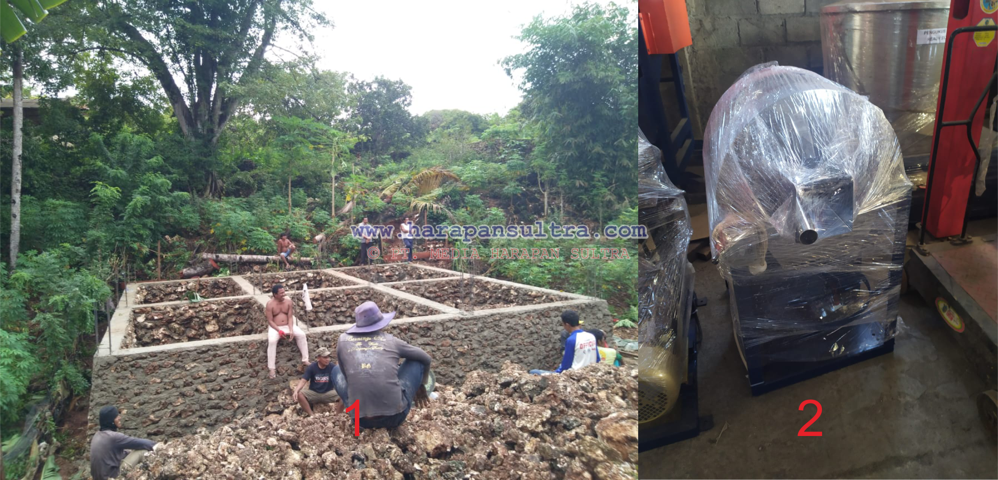 Gambar 1 (Pembangunan Gedung Bumdes), Gambar 2 (Mesin Tepung Tapioka dengan kapasitas 500 kilo gram per jam)