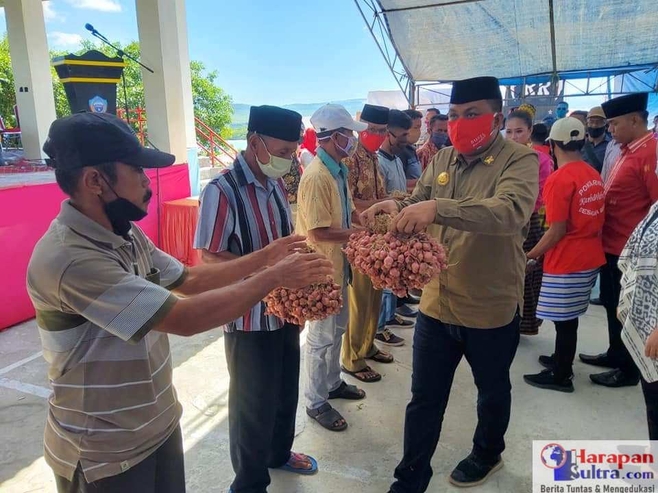 Bupati Arusani saat menyerahkan Bantuan secara langsung kepada Petani