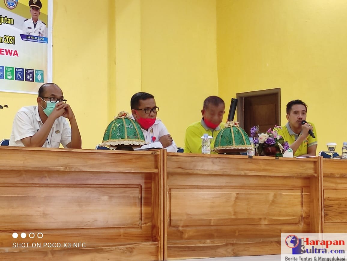 Dari kiri, Kadis PMD Ahmad Syahroni, Asisten III La ode Harwanto, Camat lapandewa La Nilo dan TAPMD PDTT Kemendes Abady Makmur