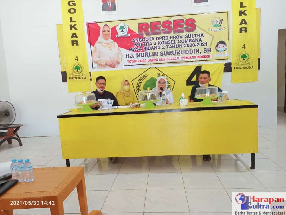 Anggota DPRD Prov. Sulawesi Tenggara, Nurlin Surunudin saat berkunjung ke Kantor DPD II Partai Golkar Bombana.