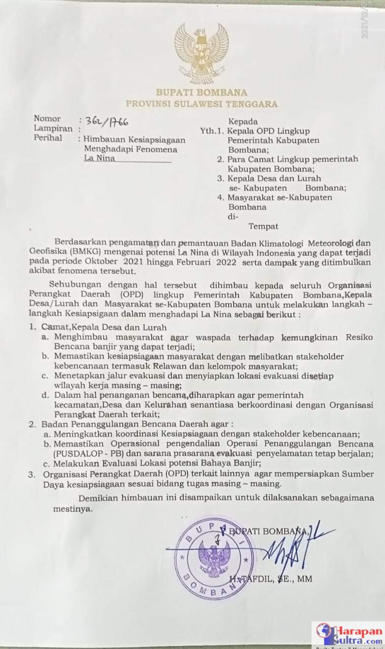 Isi Surat Himbauan Bupati Bombana