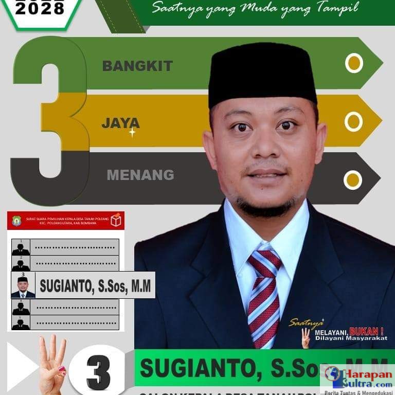 Calon Kepala Desa Tanah Poleang nomor urut 3. Sugianto S.Sos, MM