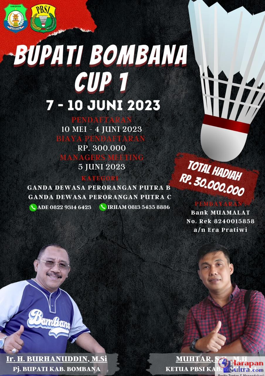 Pamflet Kejuaraan Bulu Tangkis Bupati Bombana Cup 1