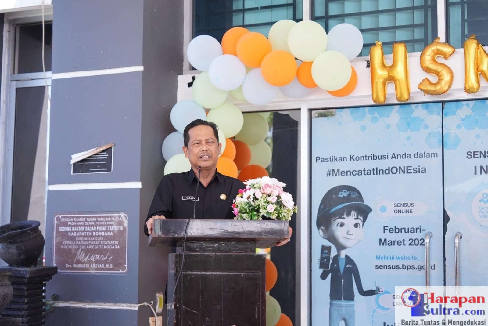 Sekda Bombana Drs. Man Arfa, M.Si, Saat Memberikan Sambutan di Upacara HSN Tahun 2023