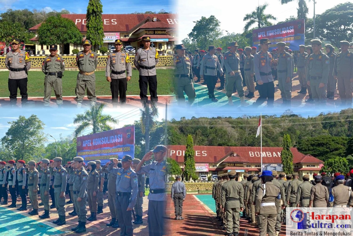 Suasana Apel Kesiapan Pengamanan TPS pada PILKADA 2024 di Lapangan Polres Bombana