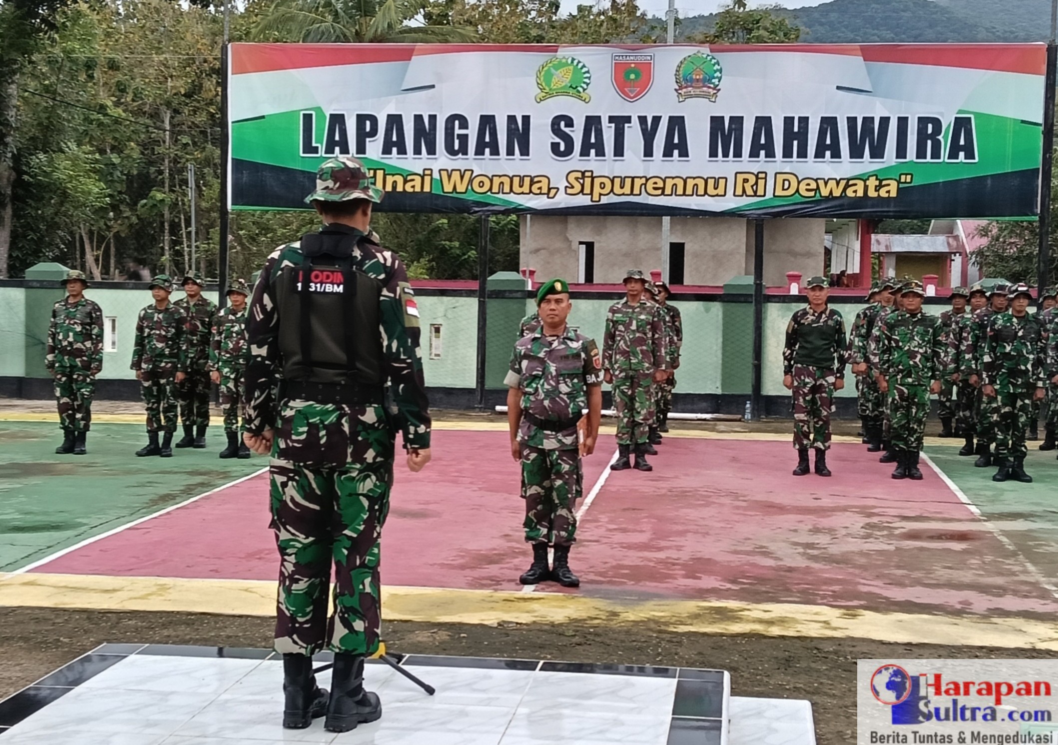 Komandan Latihan Kapten Inf Suriyadi Memimpin Apel dan pengecekan kesiapan Personel sebelum Malaksanakan Han Mars 